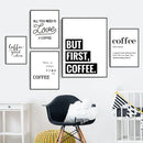 GobekUsa "Awakened Aromas" Canvas Print - Nordic Black & White Coffee Quotes