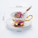 GobekUsa Elegant Floral Bone China Tea Cup Set 200ml - Premium Porcelain Teacup Saucer Spoon