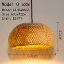 Handwoven Rattan Bamboo Pendant Light in Black