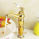 GobekUsa Gold Finish Basin Faucet with Single Handle and Ceramic Taps