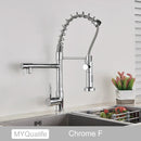 GobekUsa Black Brass Kitchen Faucet with Dual Spout, 360 Rotation, Deck Mounted