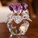 GobekUsa Crystal Rose Flower Dreams Glass Paperweight Bouquet Sculpture