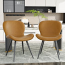 Upholstered Dining Chairs Set of 4 — Midcentury PU Leather, Metal Legs