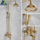 GobekUsa Gold Brass Shower Faucet Set with Tub Spout and Dual Handles