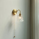 GobekUsa Glass LED Bathroom Mirror Light Pull Chain Copper Wall Sconce