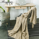 GobekUsa Khaki Beige Chunky Knit Wool Blanket