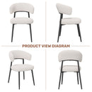 Velvet Dining Chairs Set of 4 with Curved Wing Backrest & Metal Legs