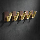 GobekUsa Brass Brushed Gold Wall Hook for Bathroom and Kitchen with Wood Accent