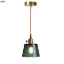 GobekUsa Green Glass LED Pendant Light - Japanese Style Nordic Copper Hanging Lamp