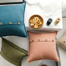 GobekUsa Cotton Linen Cushion Cover 45x45cm in Pink Blue Green Beige with Coconut Buttons for Home Décor