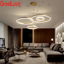GobekUsa LED Chandelier Rings Pendant Light - Coffee Gold Dimmable Ceiling Lamp