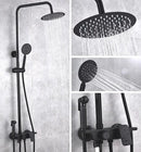 GobekUsa Black Brass Shower Set with Tub Faucet - Rainfall Bath Mixer for Bathtub