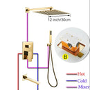 GobekUsa Gold Bath Rain Shower Wall Concealed Faucet Set