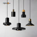 GobekUsa Black Travertine Cement Terrazzo Pendant Light Industrial Hat Light