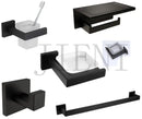 GobekUsa Black Matte Stainless Steel Bathroom Hardware Set: Paper Holder, Toothbrush Holder, Towel Bar & Accessories