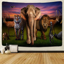 GobekUsa Lion Tapestry African Grassland Animals Cartoon Wall Hanging Blanket