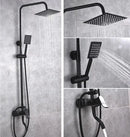 GobekUsa Black Brass Shower Set with Tub Faucet - Rainfall Bath Mixer for Bathtub
