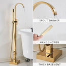 GobekUsa Gold Bathtub Faucet Set Hot Cold Water Shower Mixer Tap Waterfall Floor Stand