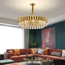 GobekUsa Golden Stainless Steel Crystal Chandelier | LED Round Oval Lustre Fixture