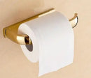GobekUsa Gold Brass Bathroom Hardware Set: Paper Holder, Towel Bar, Soap Basket, Towel Rack