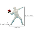 GobekUsa Bansky Flower Thrower Sculpture: Modern Office & Home Decor