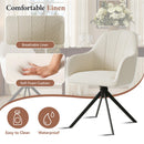 Swivel Dining Chairs Set of 2 — Beige Linen Tufted with 360° Rotation & Ergonomic Backrest