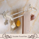 GobekUsa Aluminum Bath Hardware Set: Shelf, Towel Rack, Paper Holder, Brush Holder, Hooks