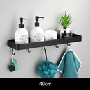 GobekUsa Black Aluminum Bathroom Shower Shelf with Hook Bar and Shampoo Holder