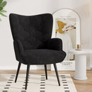 Mid-Century Modern Velvet Convertible Accent Chair with Tufted Wing Back & Metal Legs — Black