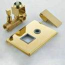 GobekUsa Golden Bathroom Shower Set with Square Rainfall Head and Concealed Mixer Taps