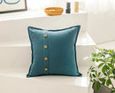 GobekUsa Cotton Linen Cushion Cover 45x45cm in Pink Blue Green Beige with Coconut Buttons for Home Décor