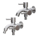 GobekUsa Dual-Outlet Stainless Steel Faucet for Outdoor Garden Sink and Washing Machine