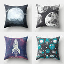 GobekUsa Cartoon Planet Astronaut Moon Rocket Pillow Case 45x45cm Square Cushion Cover