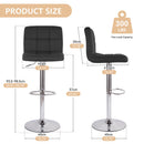 Modern PU Leather Adjustable Swivel Durable Light Weight Steady Barstools Hotel Use Iron Frame Upholstered Back Thickened (Set of 2)