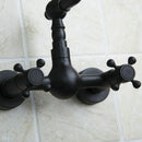 GobekUsa Black Swivel Wall Mounted Bathroom Faucet with Ceramic Base - 2 Handles