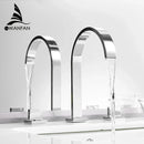 GobekUsa Black Brass Deck Mounted Bathroom Sink Faucet Double Handle Hot/Cold Tap
