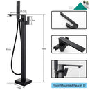 GobekUsa Matte Black Waterfall Bathtub Shower Faucet, Floor Standing Hot Cold Mixer Tap