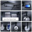GobekUsa Aluminum Black Bathroom Hardware Set: Towel Holder, Paper Holder, Corner Shelf, Towel Rack, Toilet Brush Holder