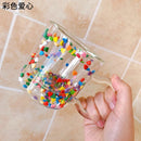 GobekUsa Heart Shaped Quicksand Glass Cup: Creative and Colorful Double Layer Drinkware