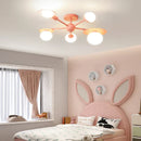 GobekUsa Kids Nordic Glass Chandelier LED Ceiling Light - Blue Pink Cartoon Theme