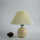 GobekUsa Japanese Ceramic Table Lamps Living Room Pleated Skirt Lampshade Warm Bedroom Lighting