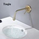 GobekUsa Brushed Gold Basin Faucet, Hot & Cold Mixer Tap, In-Wall Water Drop Faucet