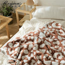 GobekUsa Cozy Leopard Print Knitted Blanket - Winter Faux Fur Microfiber Throw