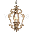 GobekUsa Antique Wood Chandelier | Retro Solid Wood Carving Lamp for Bedroom and Dining Room