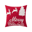 GobekUsa Christmas Embroidered Cushion Cover 45x45cm - Red Green Santa Snowflake Deer Snowman
