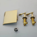 GobekUsa Golden Plated 2-Handle Bathroom Faucet Wall Mount Waterfall Basin Mixer