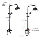 GobekUsa Black Brass Rainfall Shower Mixer Faucet Set with 8" Showerhead and Handshower