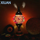 GobekUsa Colorful Mosaic Table Lamp, Handmade Stained Glass Lampshade