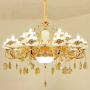 GobekUsa Gold Crystal LED Chandelier: Elegant Lighting for Living Room, Hotel, or Villa Hall