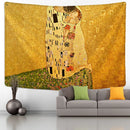 GobekUsa Gold Kiss Oil Painting Tapestry Wall Hanging Art Blanket